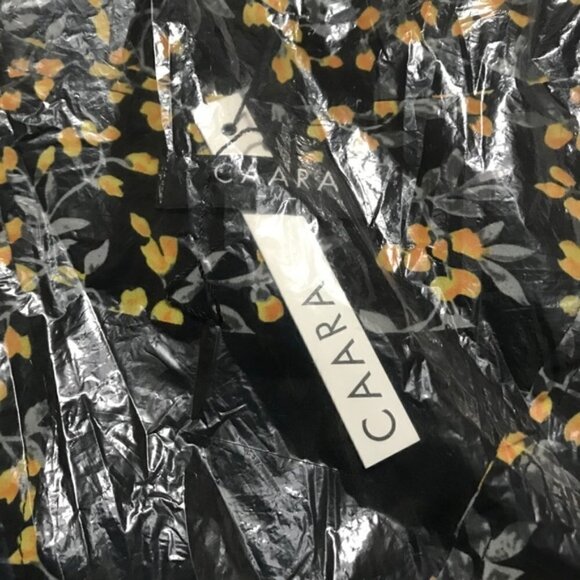 CAARA Black Floral Wrap Midi Dress NWT size Medium D81 - Picture 8 of 9